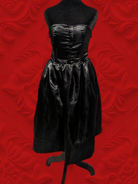 Angie Dresses & Skirts - Black Satin Strapless Mini Dress